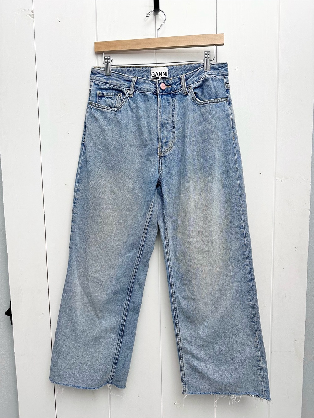GANNI Izey Relaxed Fit Straight Leg Jeans In Light Vintage Blue Size 27 - Picture 7 of 14